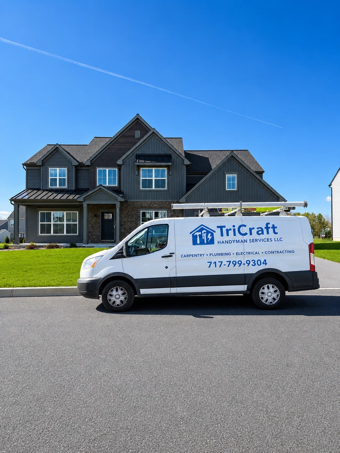 TriCraft Home & Commercial work van parked outside a home in Lancaster County PA